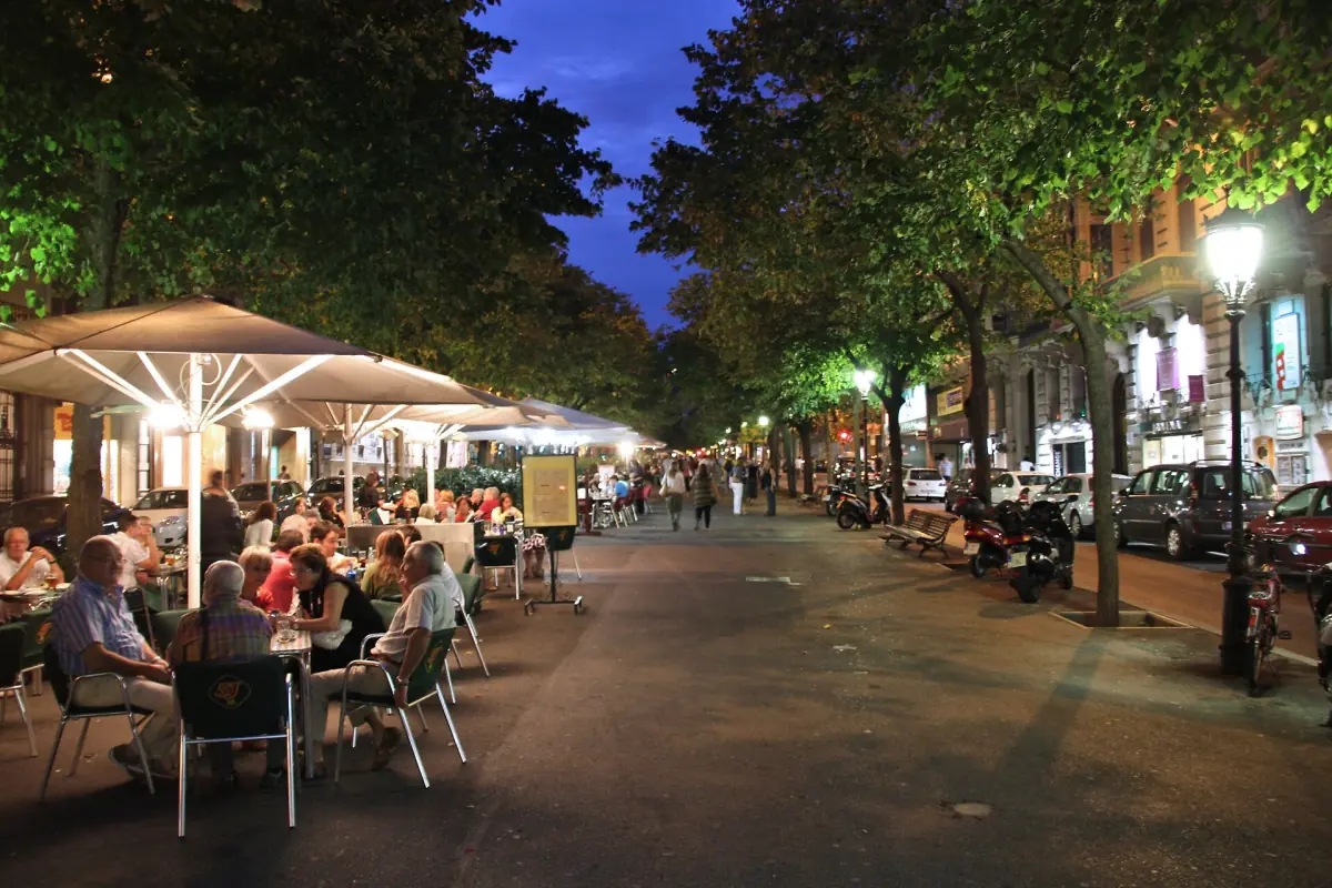 The central walkway of Rambla de Catalunya